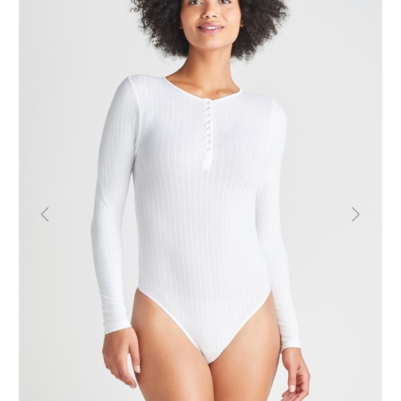 Yummie Katrina Cotton Seamless Rib Bodysuit in White S/M - Picture 4 of 11
